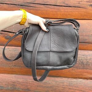 Handmade Gray-Brown Authentic Leather Crossbody Bag, boho bohemian minimalist
